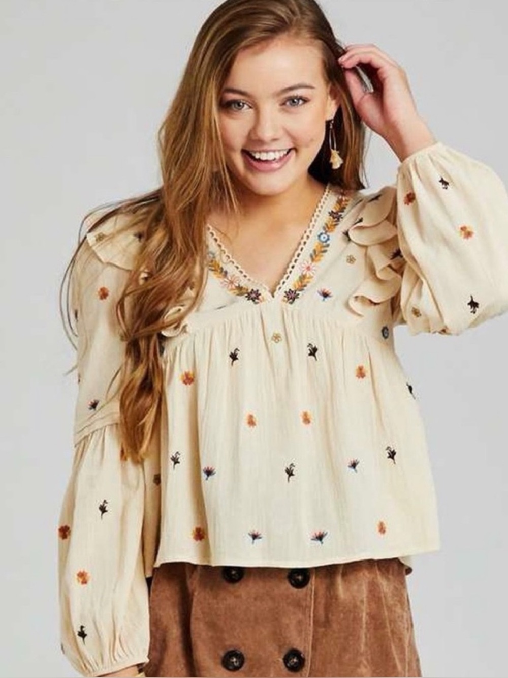 Altar’d State Embroidered Peasant Bohemian Top Size S